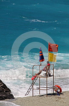 Lifeguard at a Beach in Liguria, Italy