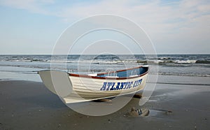 Lifeguard boat on the beach. Atlantic City, NJ