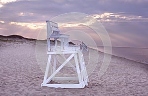 Lifeguard chair on beach, Cape Cod