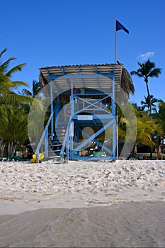 Lifeguard chair cloud people coastline and summer photo