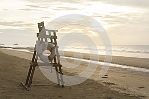 Lifeguard chair on an empty beach