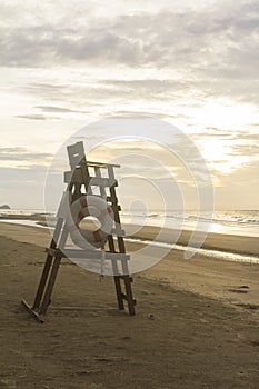 Lifeguard chair on an empty beach