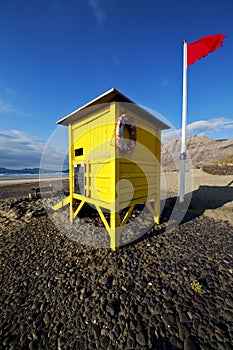 Lifeguard chair red flag coastline and summer