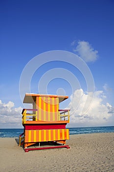 Lifeguard houses in Miami Beach