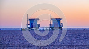 Lifeguard Houses at Venice Beach after sunset