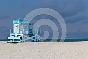 Lifeguard hut on Haulover Park Beach in Florida photo