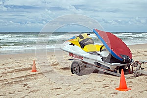 Lifeguard Jetboat on ocean beach photo