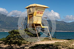 Lifeguard Off Duty Post on Coast of Maui Hawaii