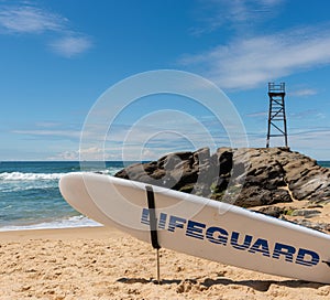 Lifeguard ready at Redhead beach, NSW Australia