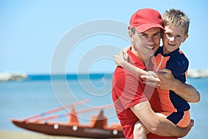 Lifeguard and rescued child