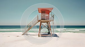 Lifeguard's outpost tower in South Beach, Miami, Florida.