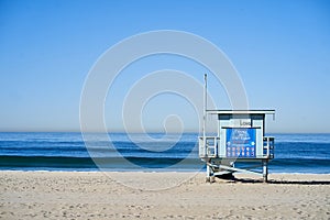 Lifeguard stand in Hermosa Beach Strand. Southern California, US photo