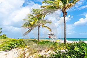 Lifeguard station on the beach in Fort Lauderdale, Florida USA