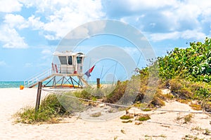 Lifeguard station on the beach in Fort Lauderdale, Florida USA