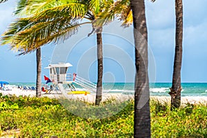 Lifeguard station on the beach in Fort Lauderdale, Florida USA