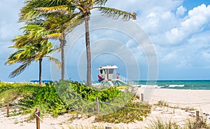 Lifeguard station on the beach in Fort Lauderdale, Florida USA