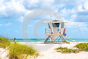 Lifeguard station on the beach in Fort Lauderdale, Florida USA