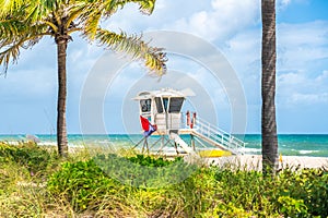 Lifeguard station on the beach in Fort Lauderdale, Florida USA