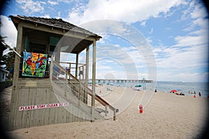 Lifeguard Station in Front of Pier