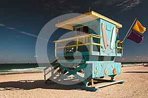 Lifeguard station in Miami Beach, Florida.