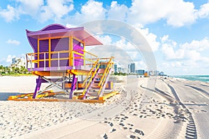 Lifeguard station on Miami beach, florida USA