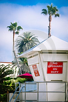 Lifeguard Station and Palm Trees on the Beach in Southern California