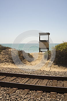 Lifeguard Station and Railroad Tracks in San Clemente