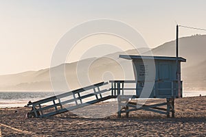 Lifeguard Station on Zuma Beach in Malibu, California photo