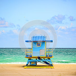 Lifeguard Tower Miami Beach, Florida. Sunrise and life guard tower.