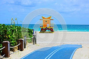 Lifeguard Tower Miami Beach, Florida. World famous travel location.