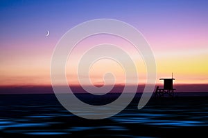 Lifeguard Tower with Moon