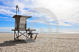 Lifeguard tower at Newport Beach, California photo