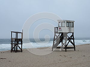 Lifeguard tower on Orleans beach in Cape Cod