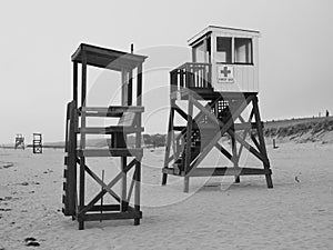 Lifeguard tower on Orleans beach in Cape Cod