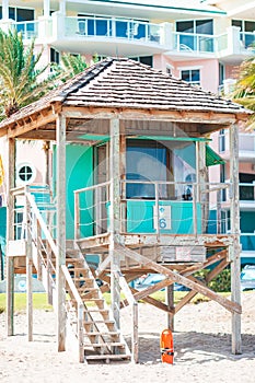 Lifeguard tower on the popular beach