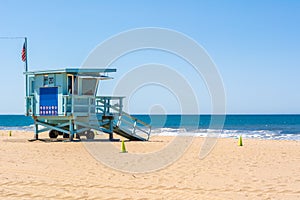 Lifeguard tower at Santa Monica beach