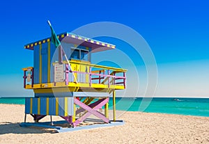Lifeguard Tower in South Beach, Miami Beach