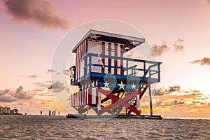 Lifeguard Tower in South Beach, Miami Beach, Florida