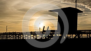 Lifeguard Tower at Sunset