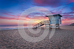 Lifeguard Tower at Sunset