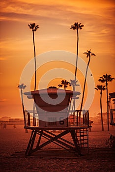 Lifeguard Tower at Sunset