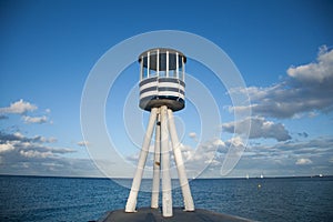 Lifeguard towers at a beach in Denmark