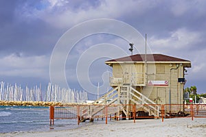 Lifeguard towers at sea