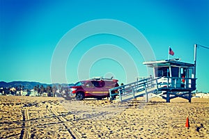 Lifeguard truck and tower in Venice beach