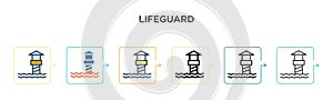 Lifeguard vector icon in 6 different modern styles. Black, two colored lifeguard icons designed in filled, outline, line and