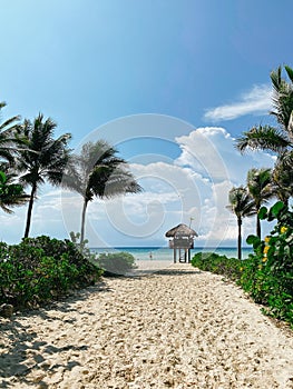 Lifeguard Watchtower, Playacar Beach, Quintana Roo, sunny day, Mexico photo