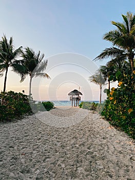 Lifeguard Watchtower, Playacar Beach, Quintana Roo, sunny day, Mexico photo