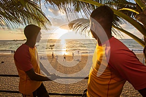 Lifeguards on a duty on the beach of Sri Lanka