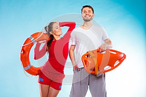 Lifeguards on duty with equipment