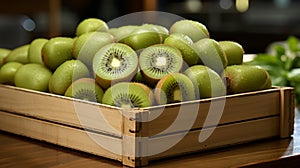 Lifelike Green Box Of Kiwis For Delivery Food - Product Photography